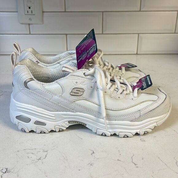 Skechers WOMEN'S D'Lites - Fresh Start Size 9, White, Like New - Picture 10 of 16